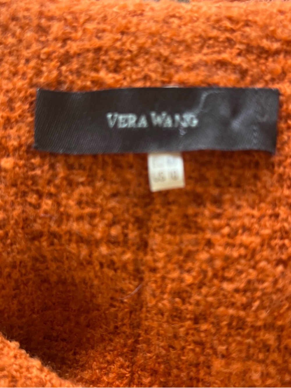 Vintage Vera Wang burnt orange wool boucle jacket with pom poms sz 10 - Picture 3 of 5